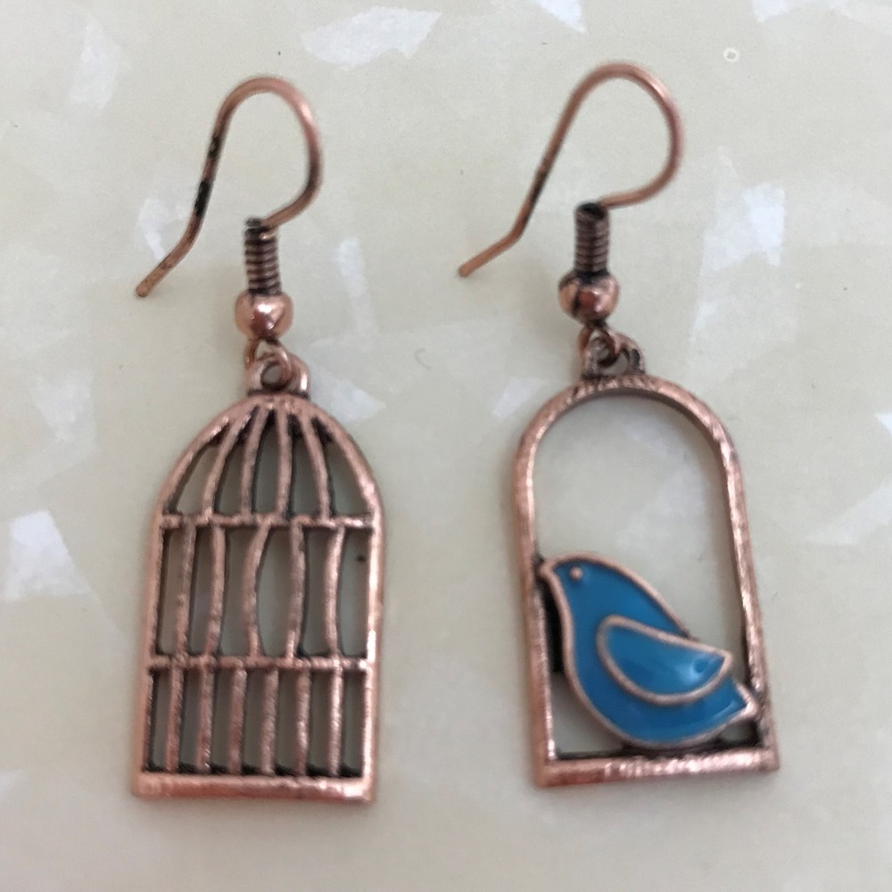Bluebird on Swing 1.5 Inch Earrings 0255